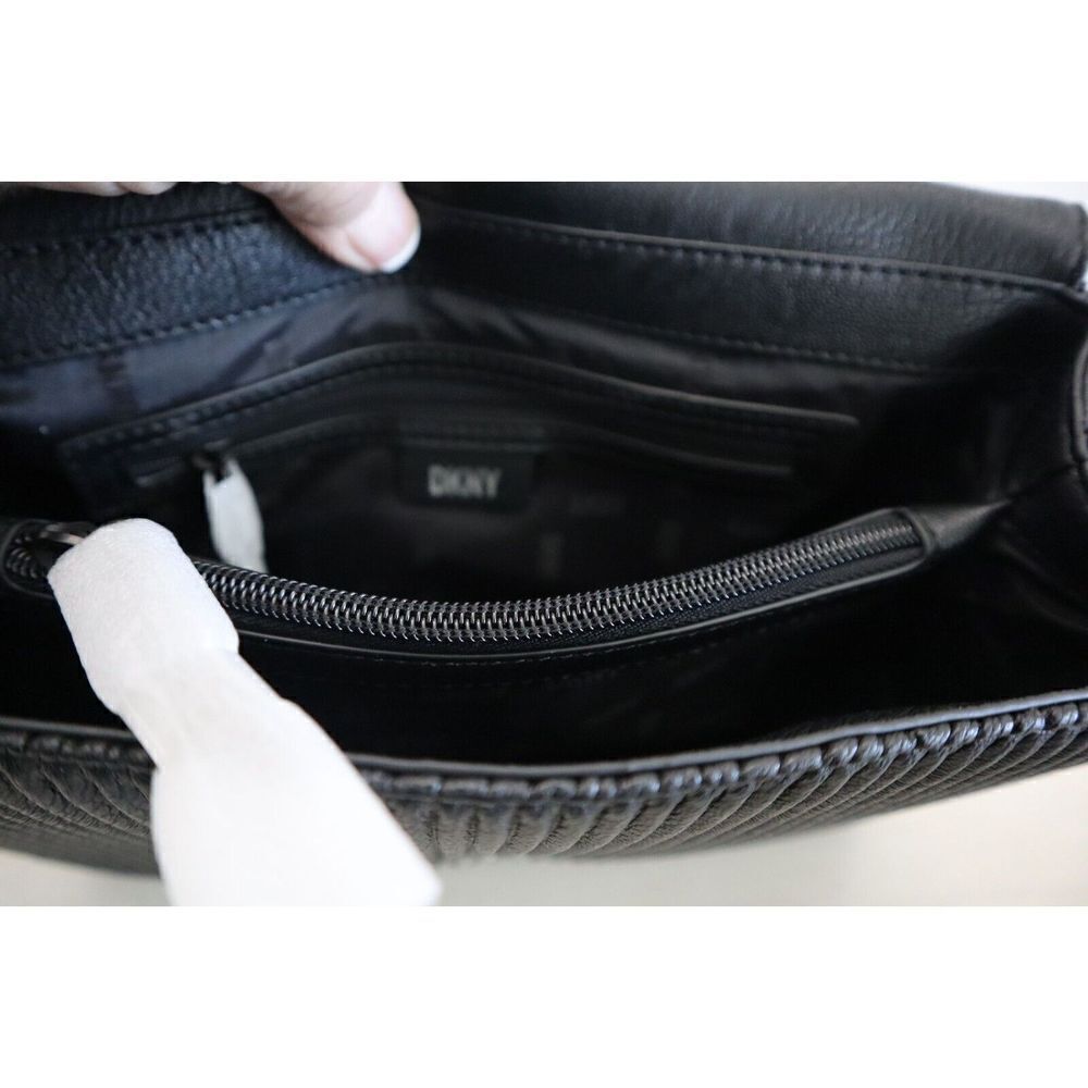 DKNY R343YA59 Women's Sz MD Black Sina Ribbed Crossbody/Shoulder Bag Purse - Picture 13 of 15
